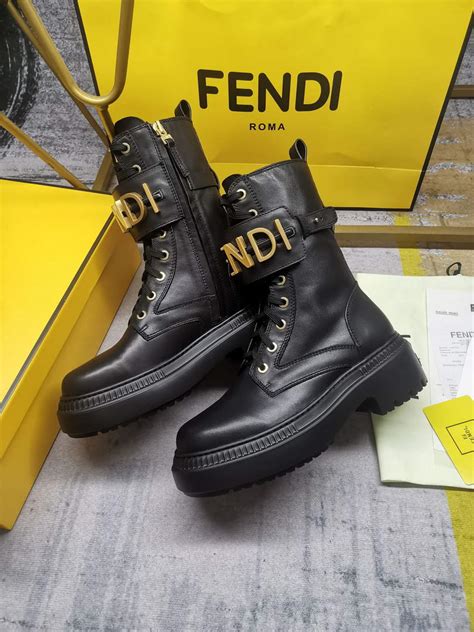 fendi black heel boots|fendigraphy black leather biker boots.